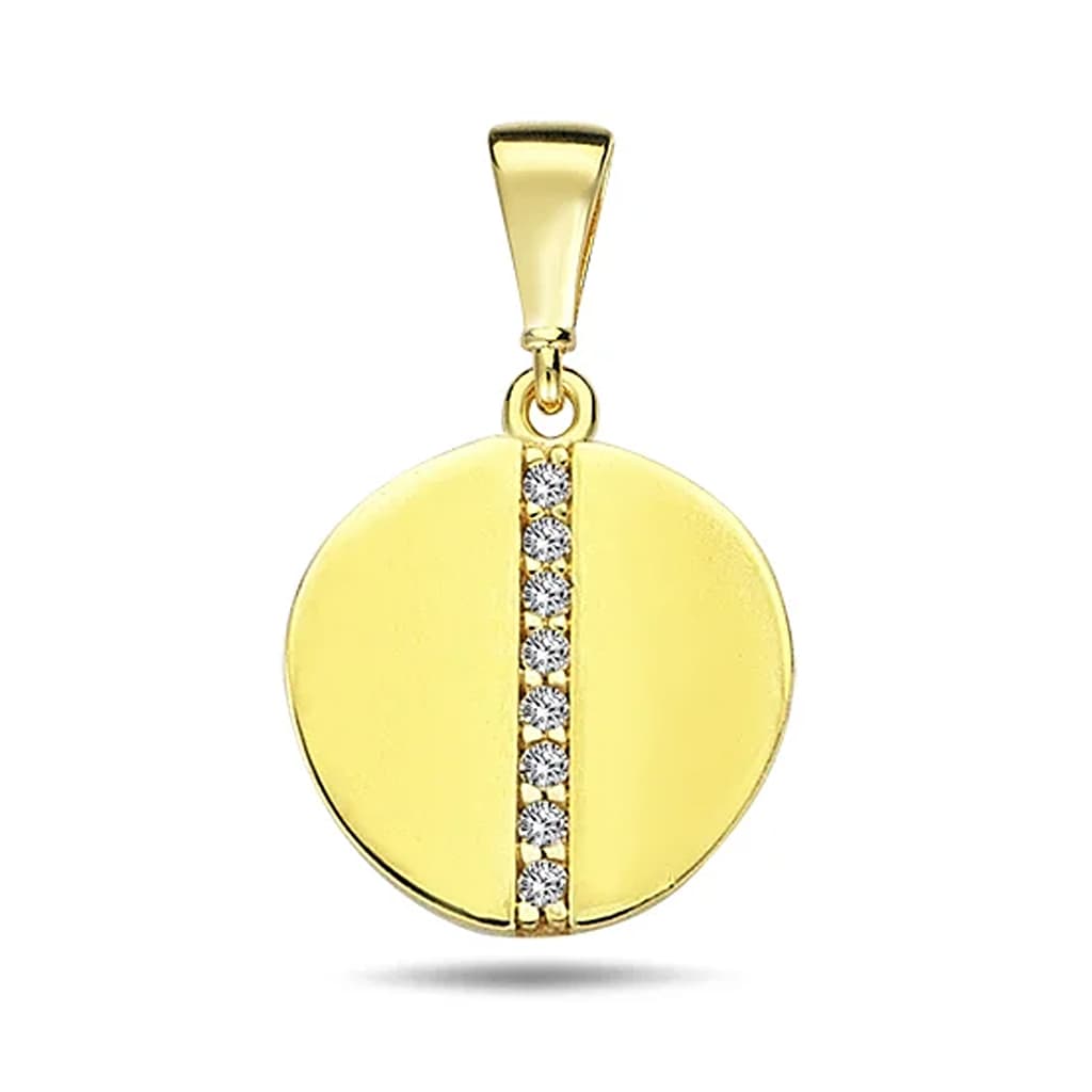 Висулка с кръгла форма от жълто злато 14 к. и камъни циркони