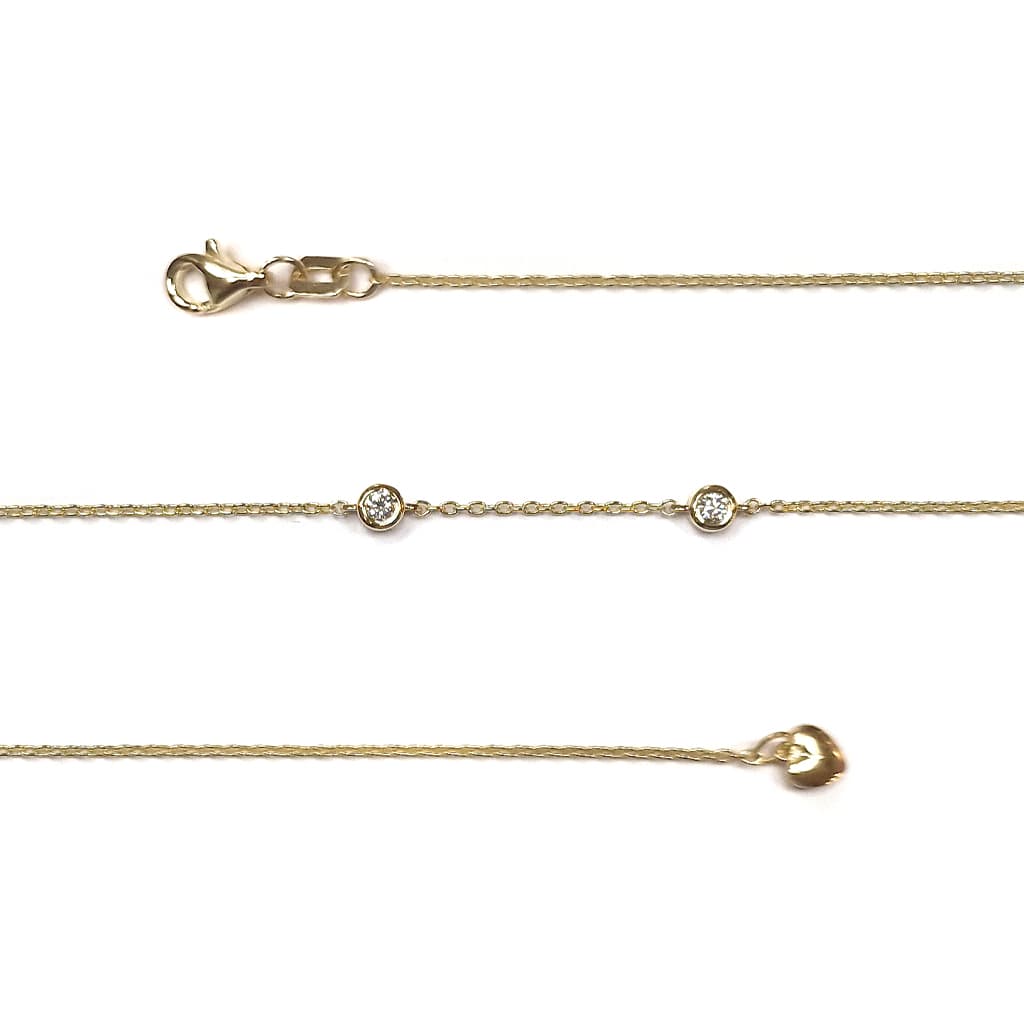 Дамска гривна от жълто злато 14 к. с диаманти 0,10 к.