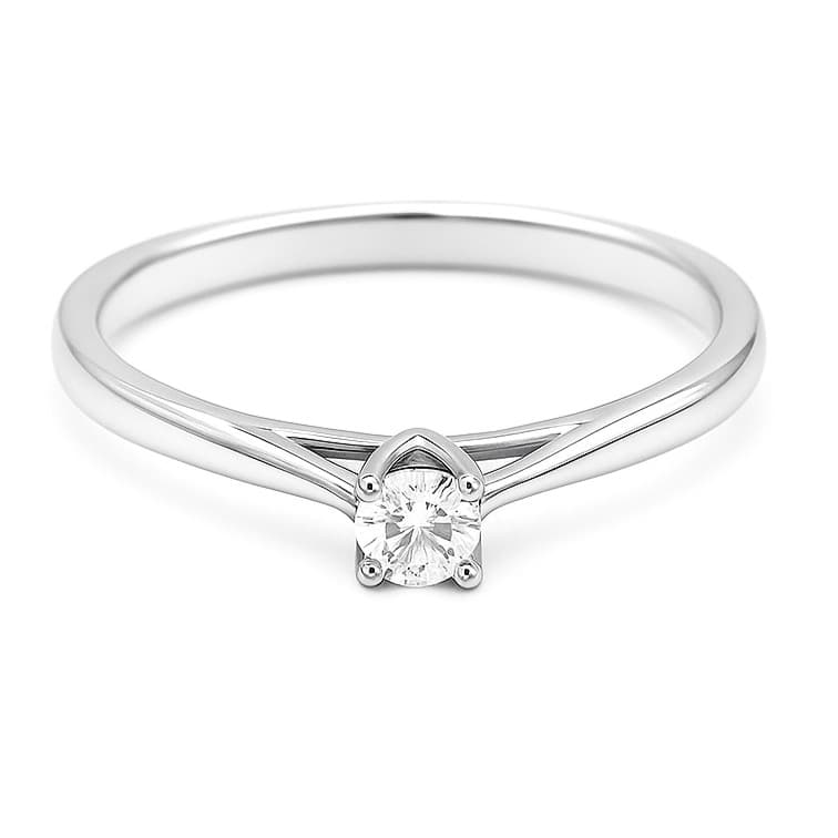 Елегантен годежен пръстен от бяло злато с диамант