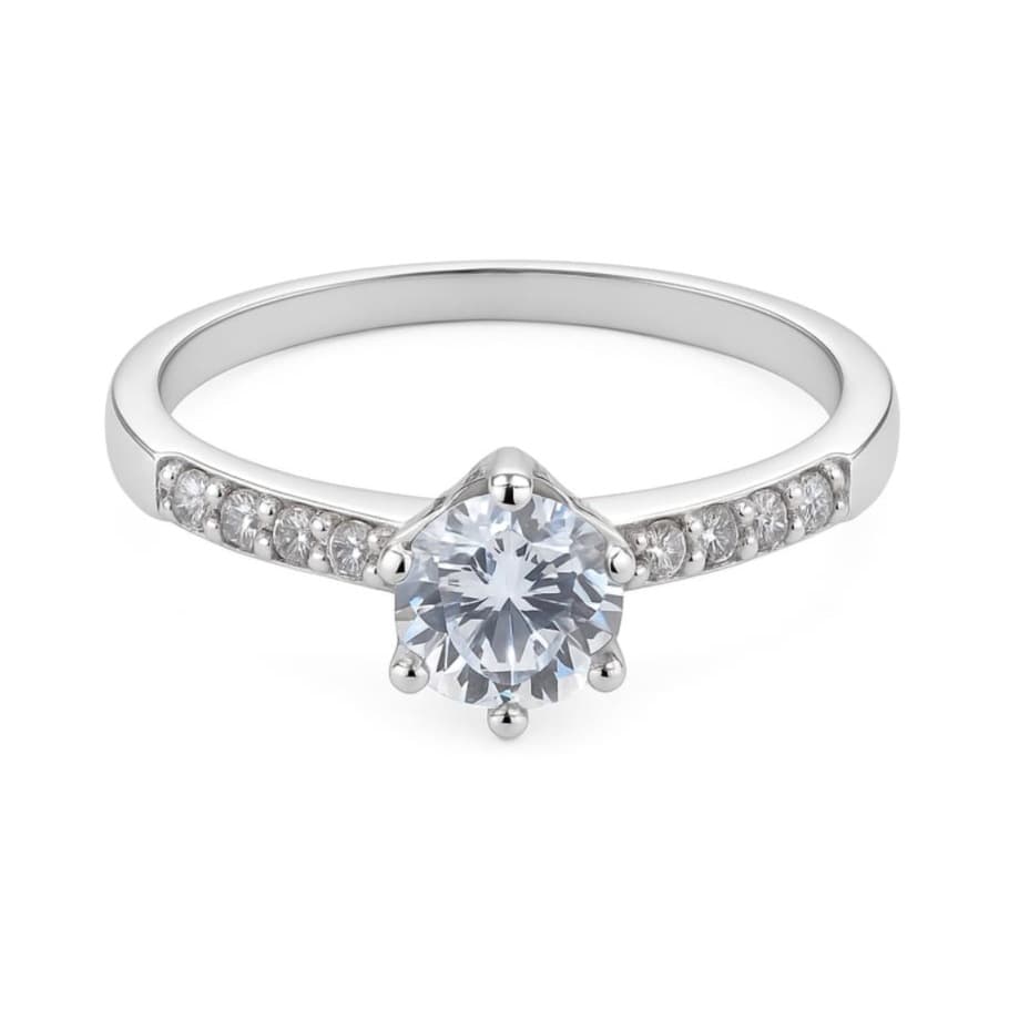 Годежен пръстен от бяло злато с цирконий