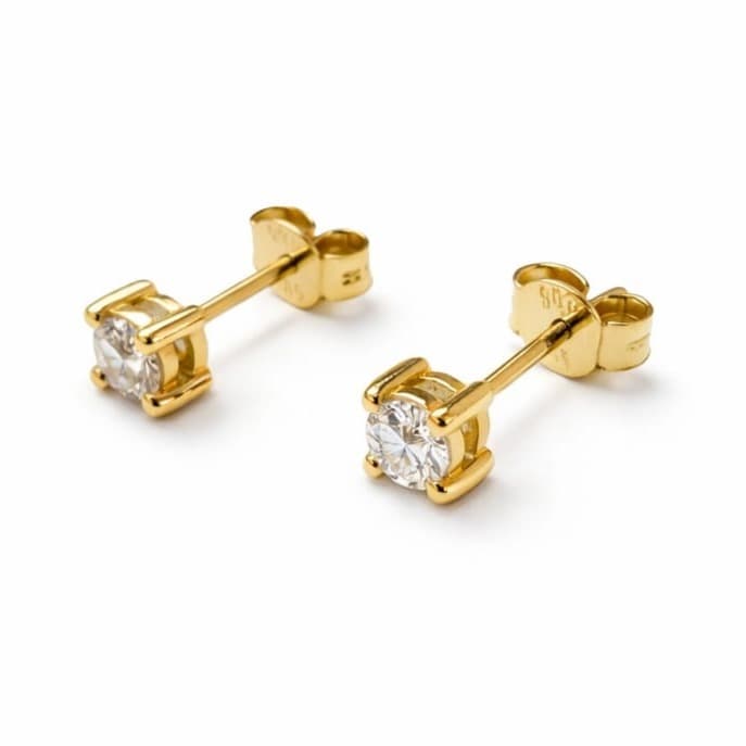 Обеци от жълто злато с диаманти