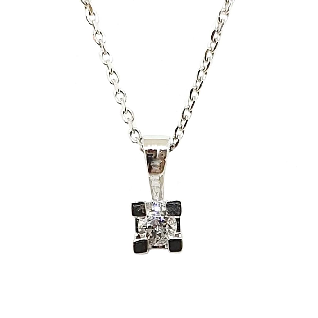 Колие от бяло злато и един диамант 0,10 карата