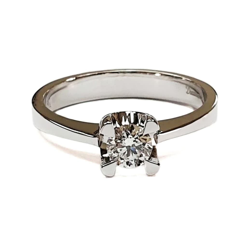 Годежен пръстен от бяло злато с диамант 0,11 карата