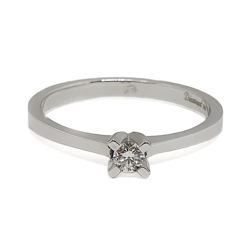 Годежен пръстен от бяло злато с диамант 0,09 карата