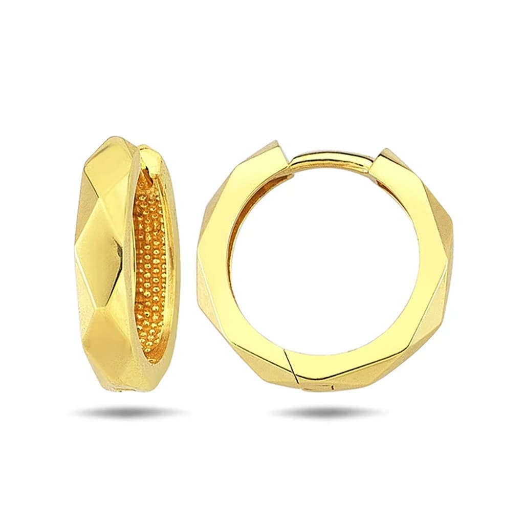 Дамски обеци релефни халки от жълто злато 14 к.