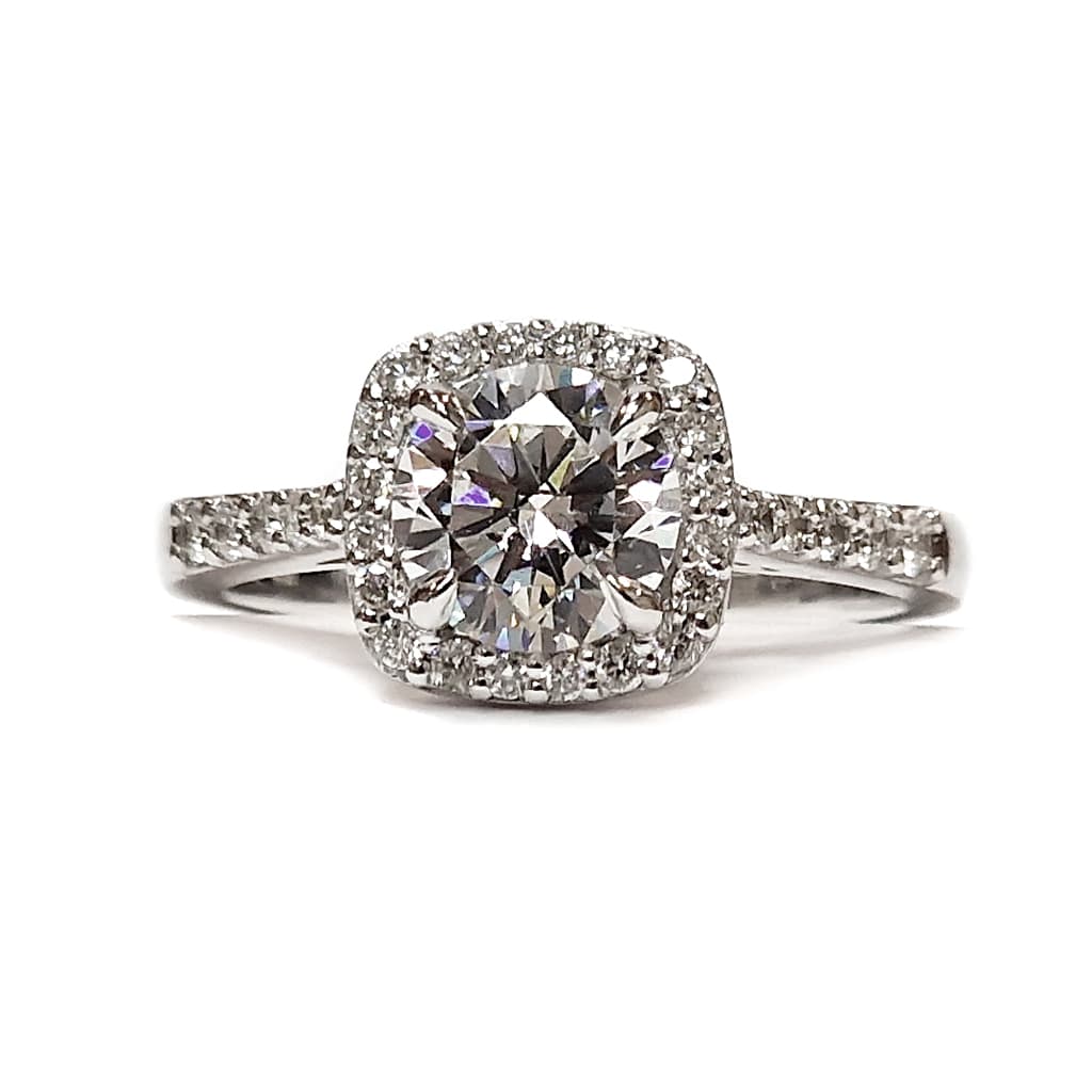 Годежен пръстен от бяло злато с топаз 1,85 карата и диаманти 0,25 карата