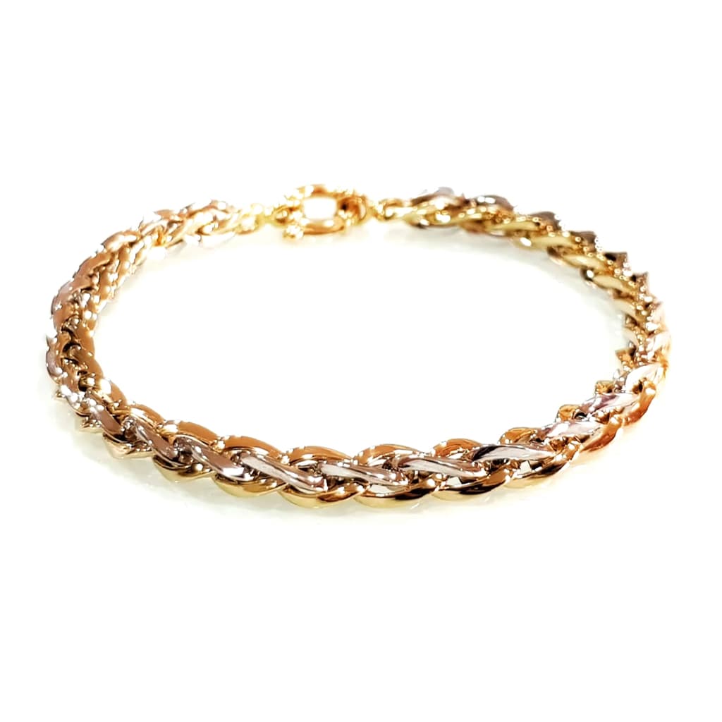 Златна гривна от жълто и бяло злато 14 карата