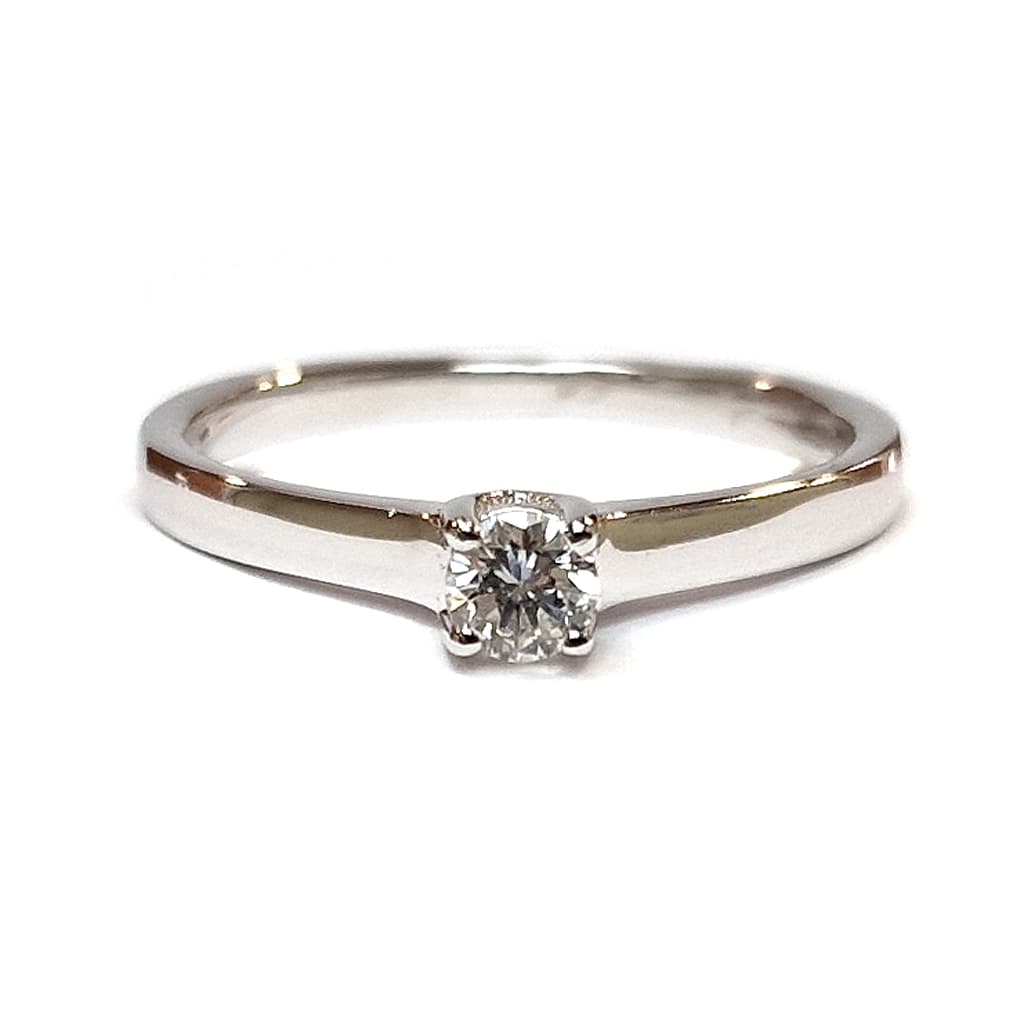 Годежен пръстен от бяло злато с диамант 0,16 карата