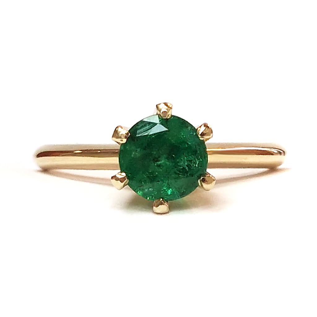 Дамски пръстен от жълто злато 14 к. със смарагд