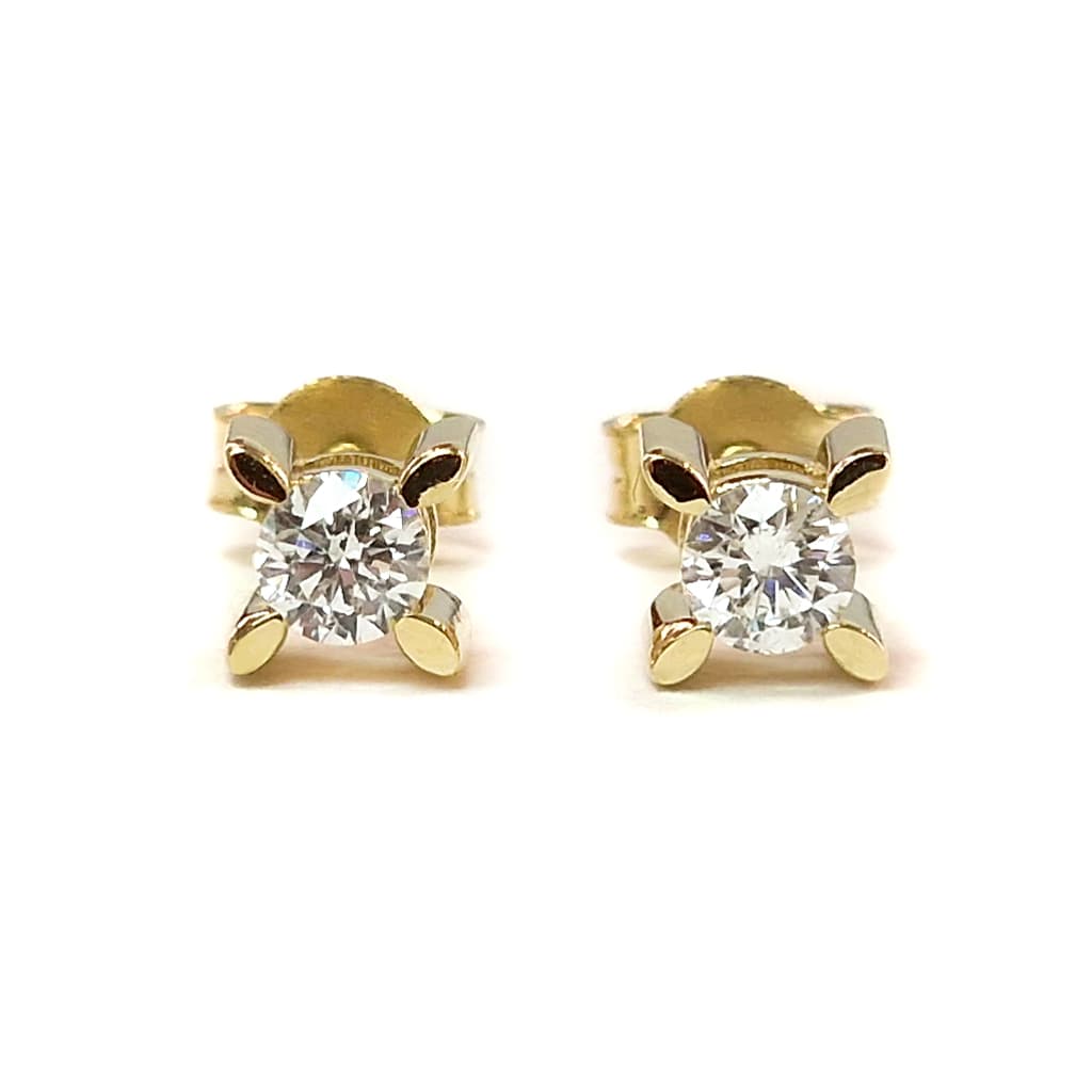 Обеци жълто злато с диаманти 0,38 карата
