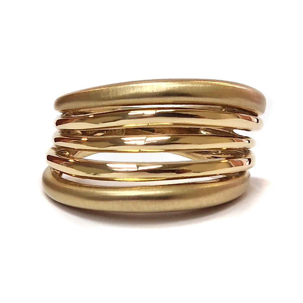 Пръстен от жълто злато 14 к. 5 в 1