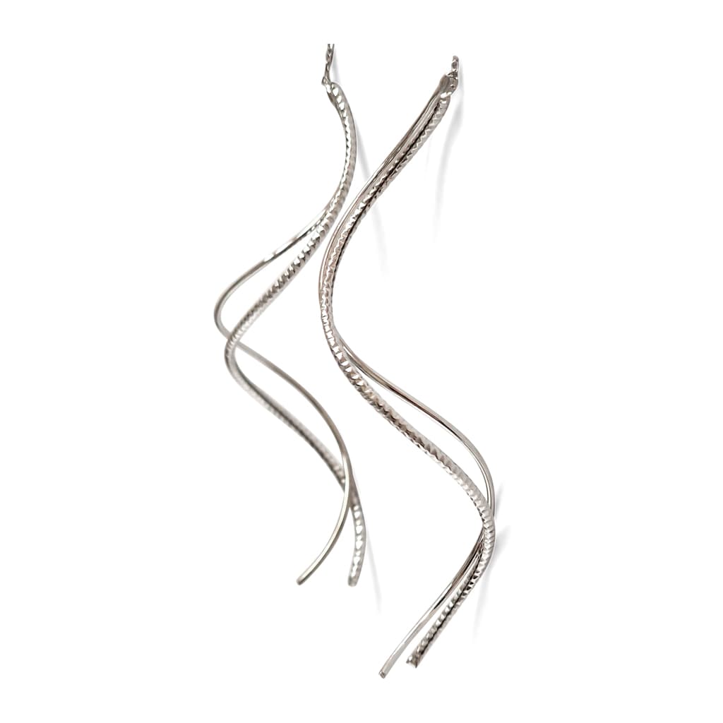 Висящи спираловидни обеци от бяло злато 14 к.