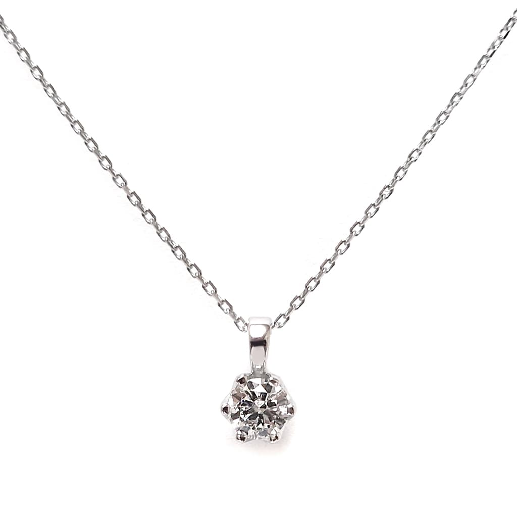 Дамско колие от бяло злато 14 карата с диамант 0,30 к.