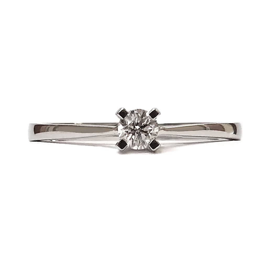 Годежен пръстен от бяло злато с диамант 0,18 карата