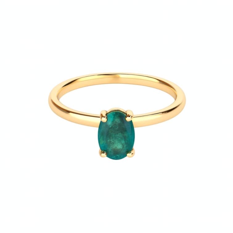 Дамски пръстен със смарагд и 18 карата жълто злато