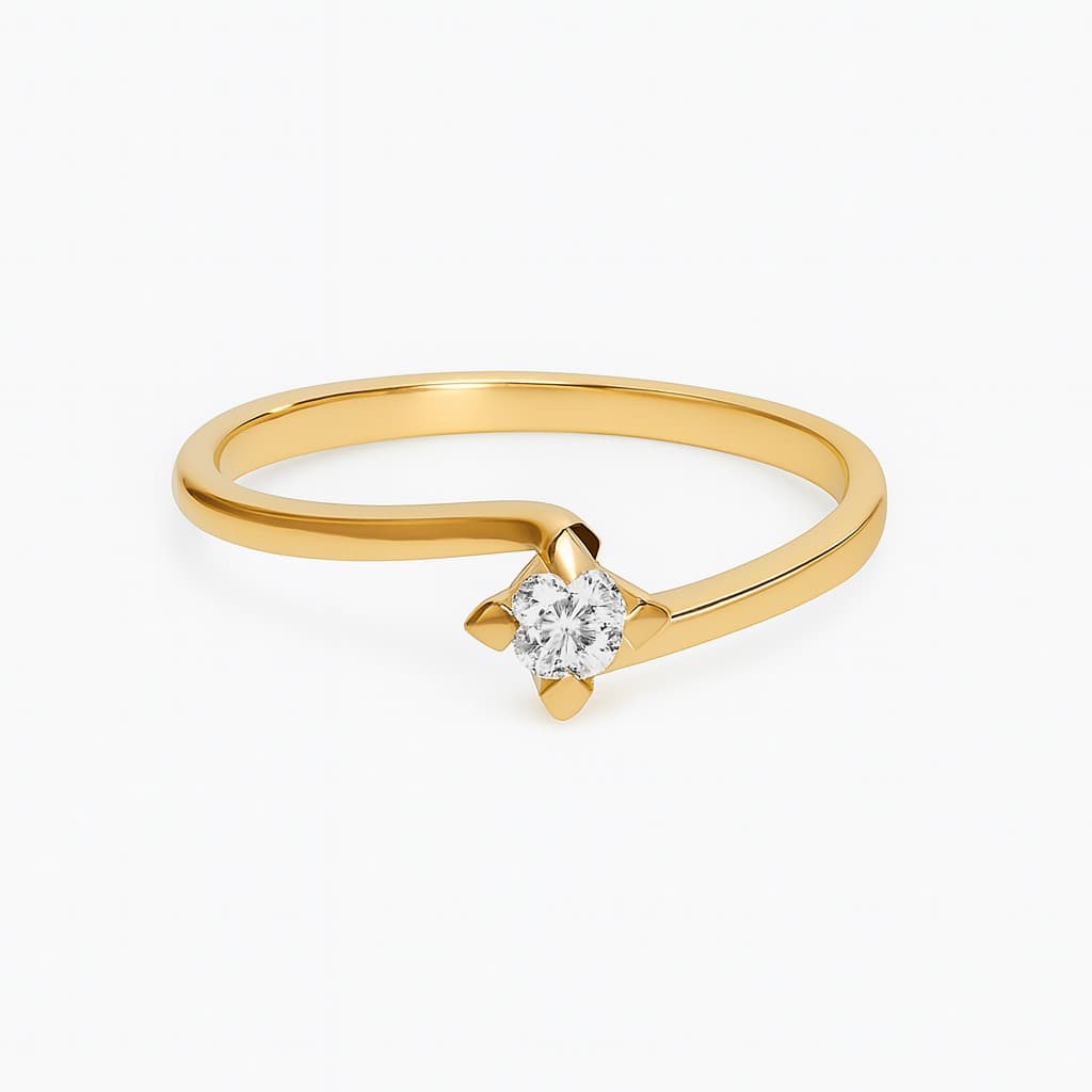 Годежен пръстен  от жълто злато с диамант 0,09 карата