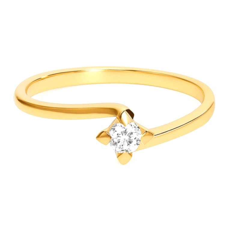 Годежен пръстен  от жълто злато с диамант 0,09 карата