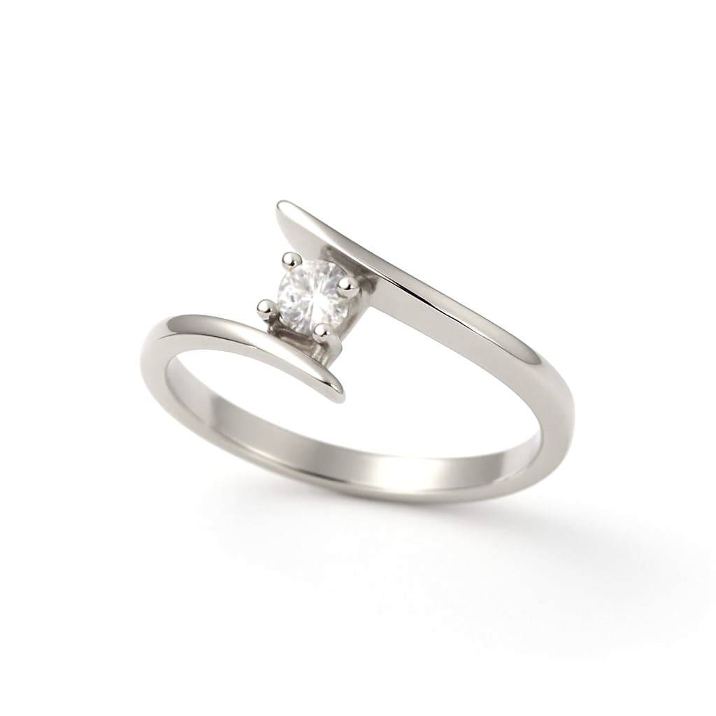 Годежен пръстен от бяло злато с цирконий