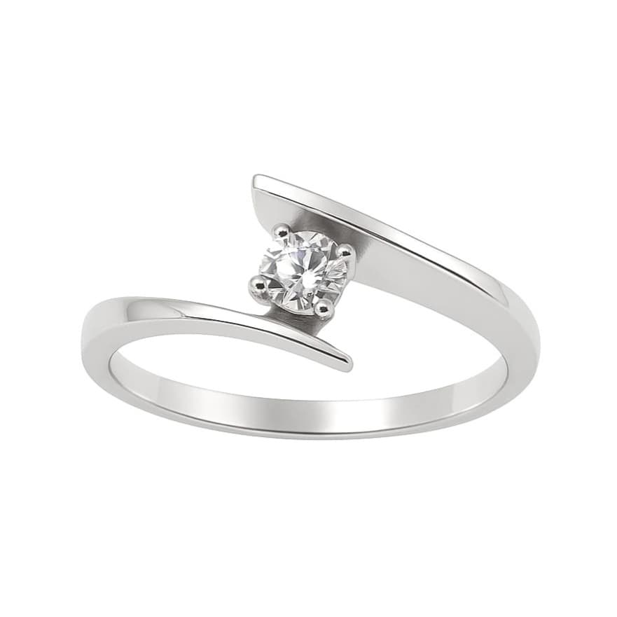 Годежен пръстен от бяло злато с цирконий