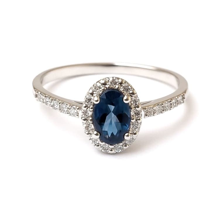 Пръстен от бяло злато с топаз и диаманти