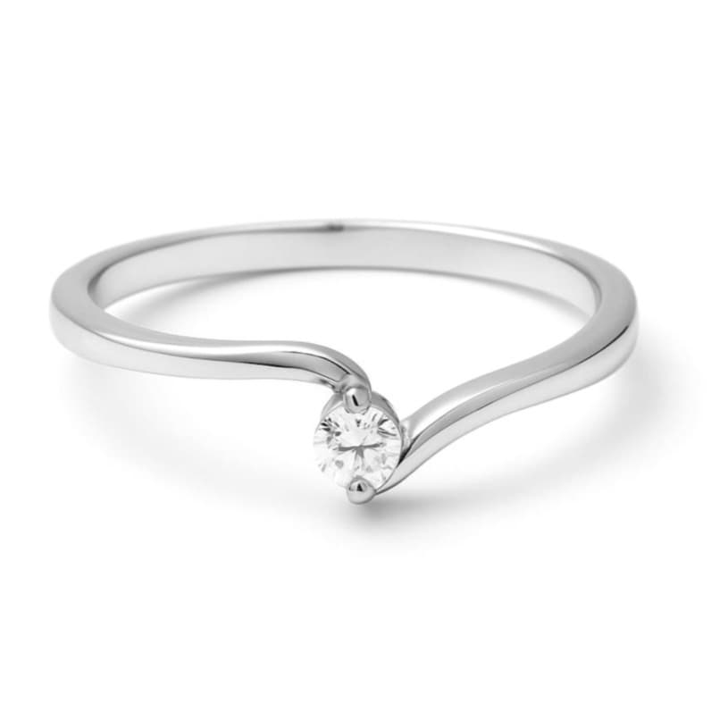 Годежен пръстен от бяло злато с диамант 0,11 карата