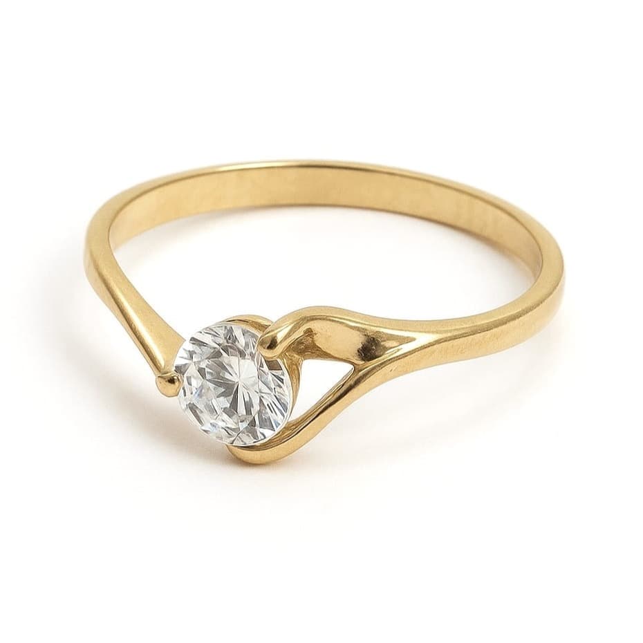 Годежен пръстен от жълто злато с цирконий