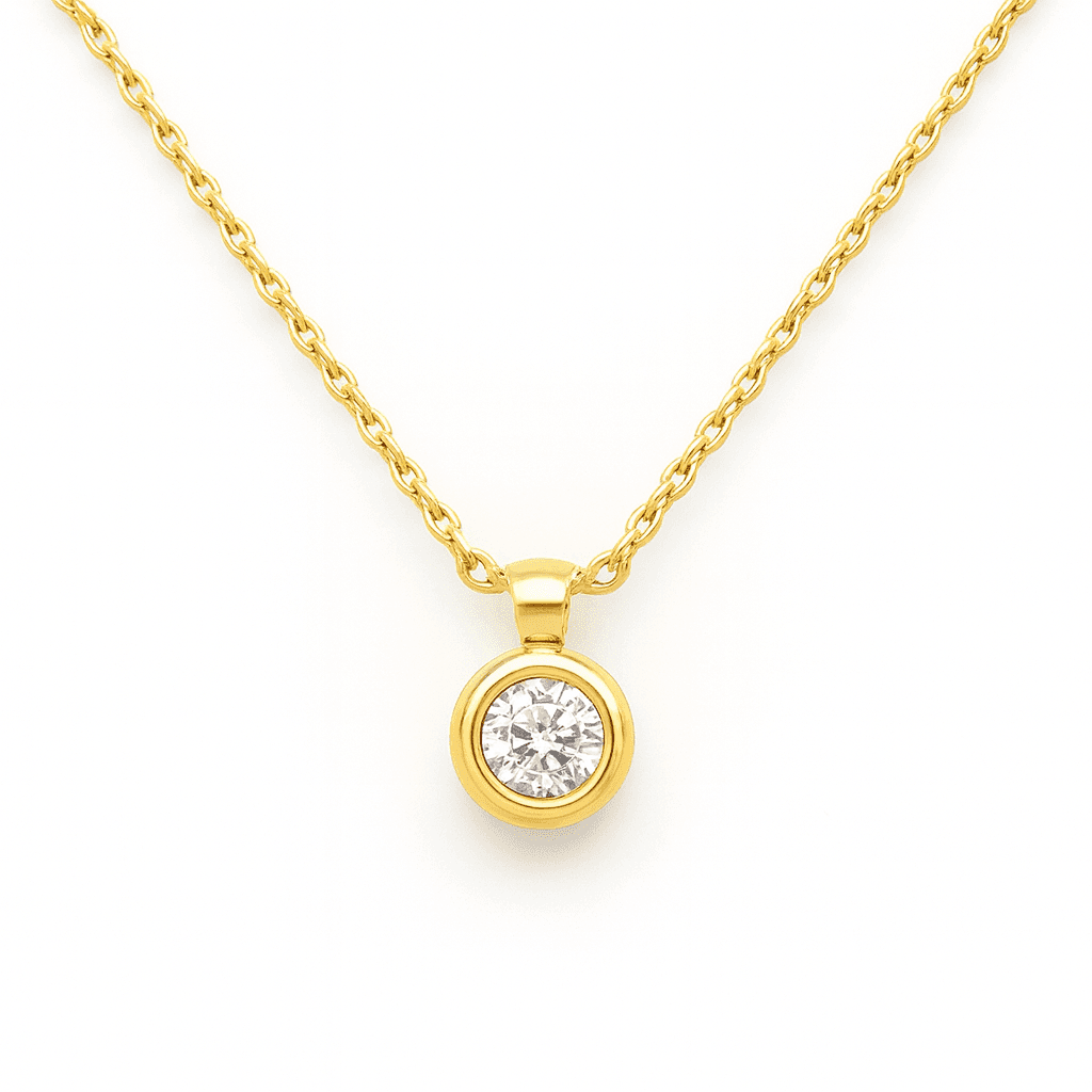 Дамско златно колие с диамант минималистичен дизайн
