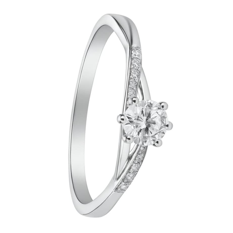 Годежен пръстен от бяло злато с цирконий 2
