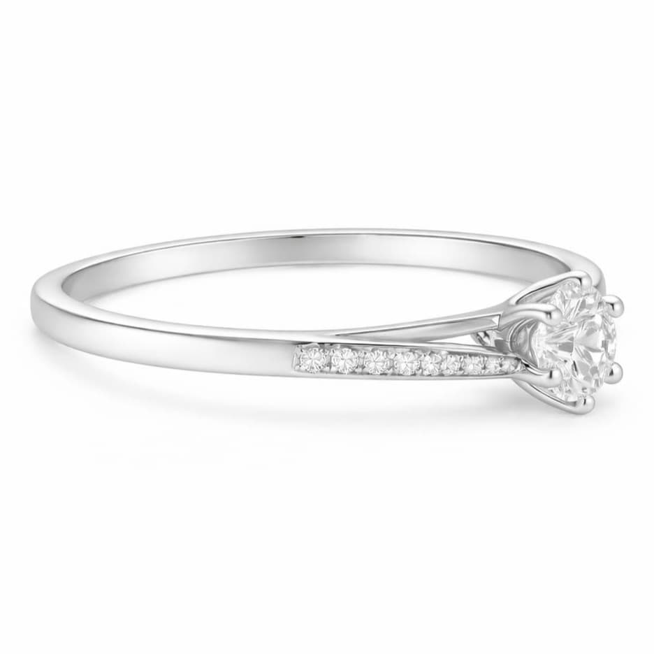 Годежен пръстен от бяло злато с цирконий