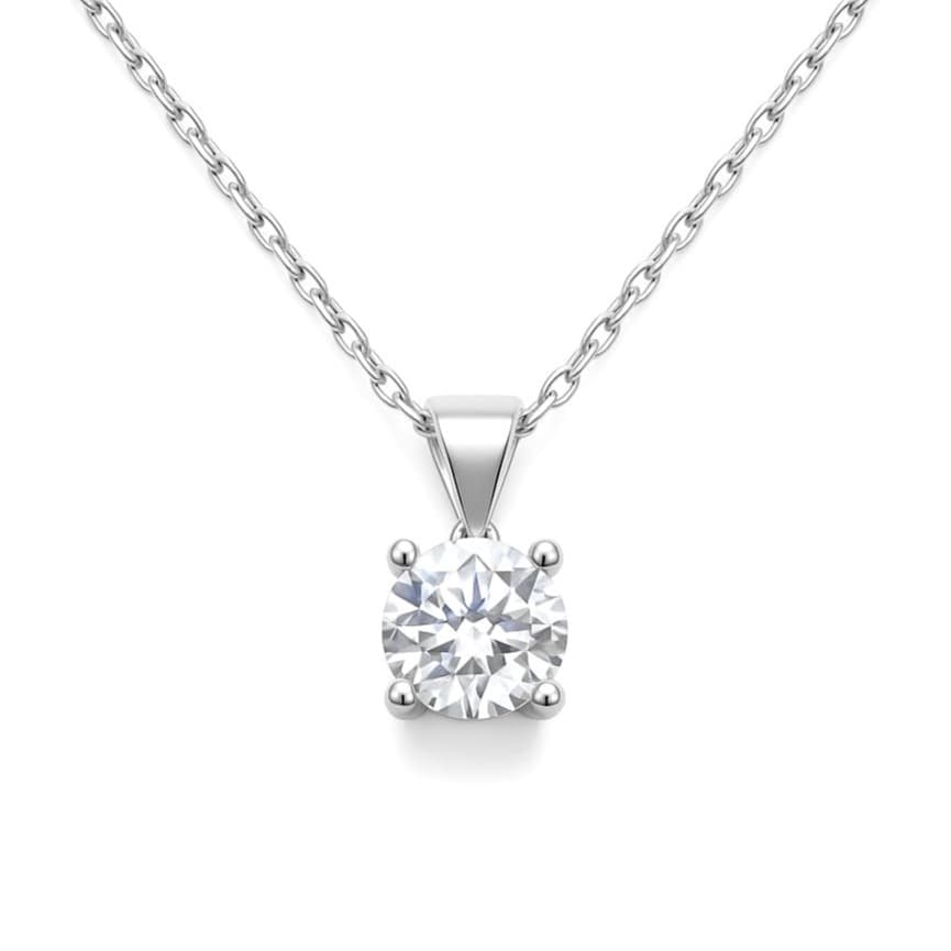 Колие от бяло злато 14 карата с диамант