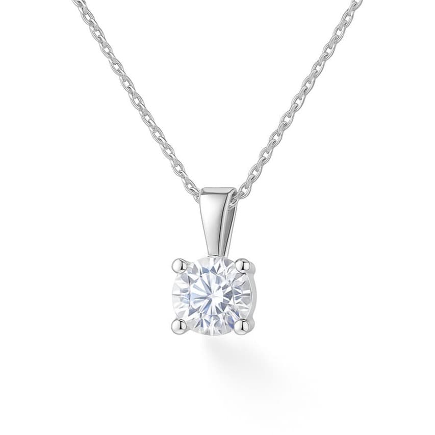 Колие от бяло злато 14 карата с диамант