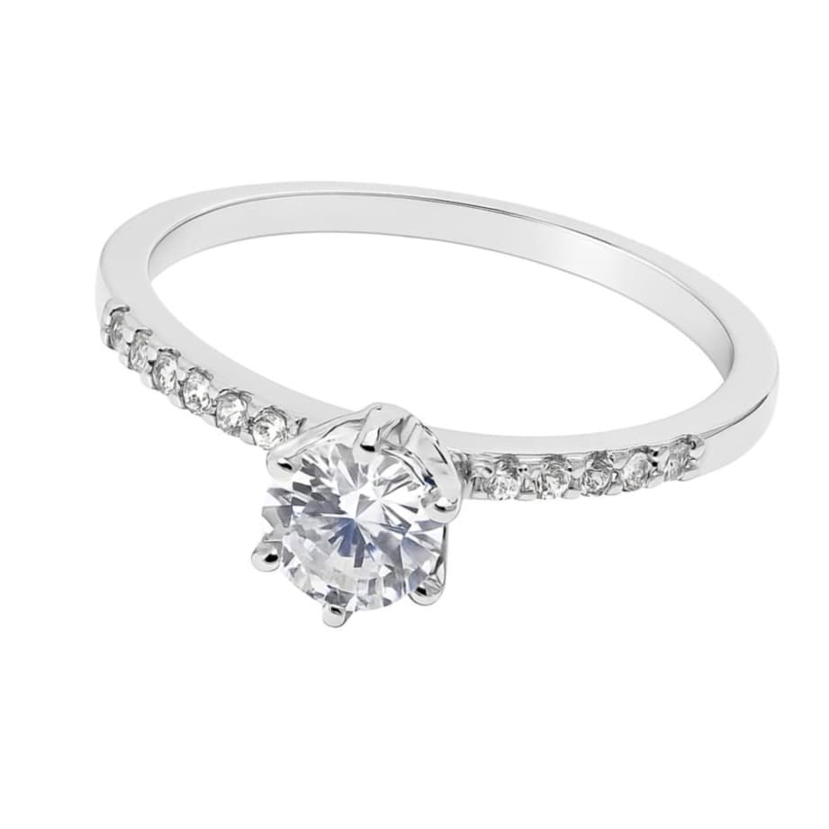 Годежен пръстен от бяло злато с цирконий