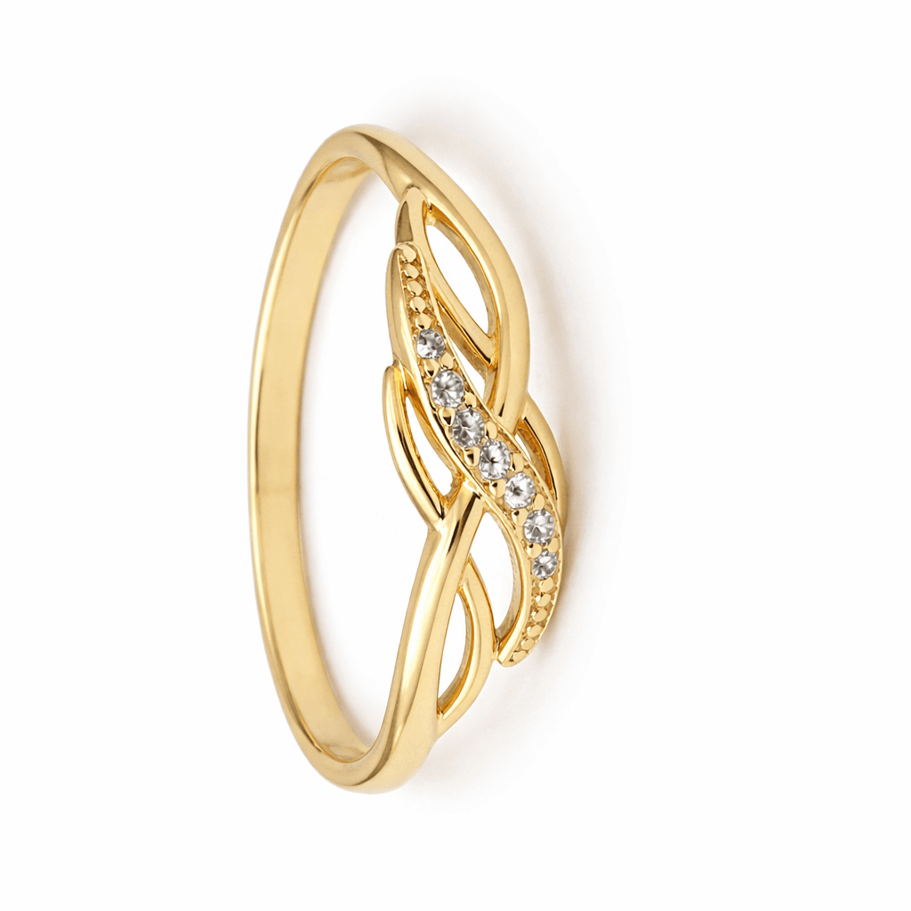 Дамски пръстен от жълто злато с цирконий