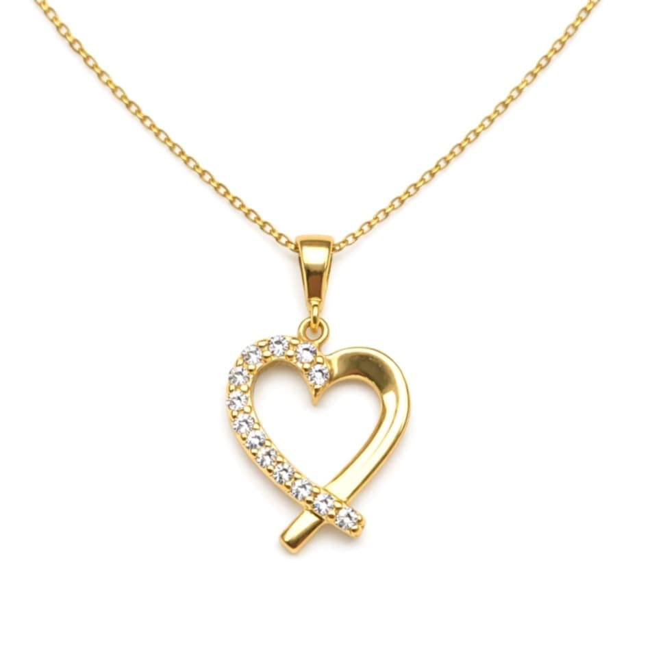 Дамско колие със сърце с цирконий