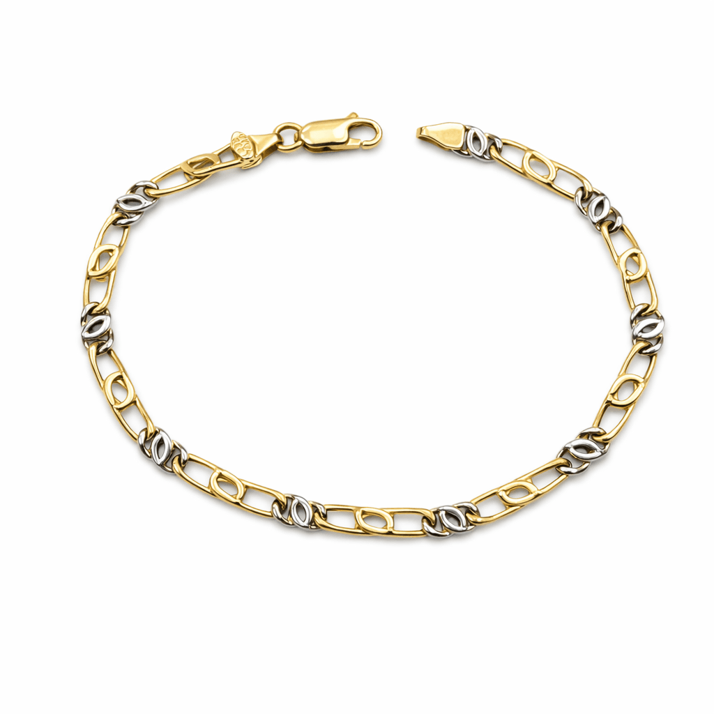 Златна гривна от бяло и жълто злато 14 карата