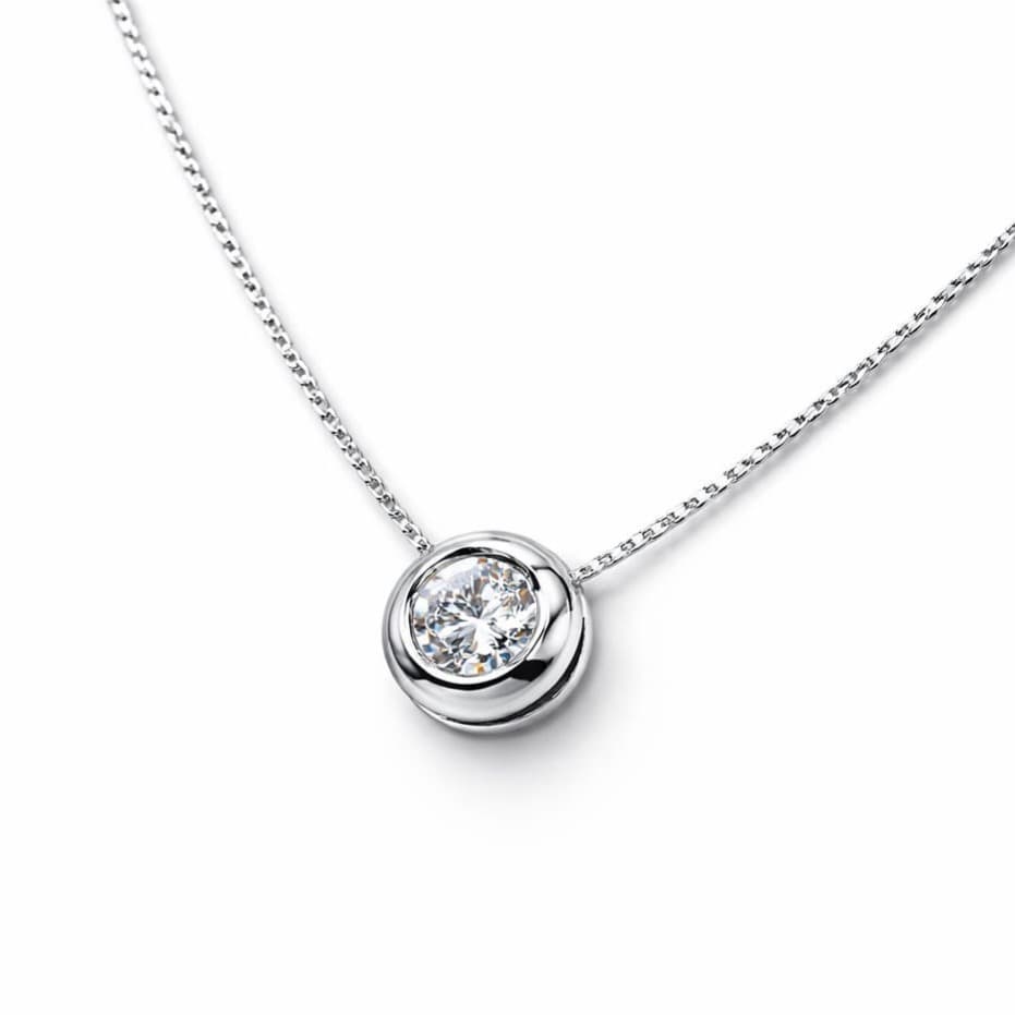 Колие от бяло злато 18 карата с диамант