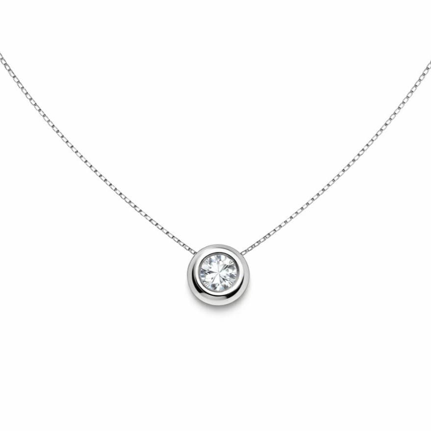 Колие от бяло злато 18 карата с диамант