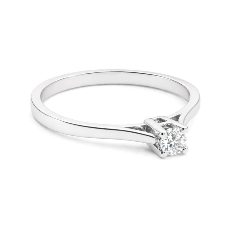 Годежен пръстен от бяло злато с диамант 0,12 карата