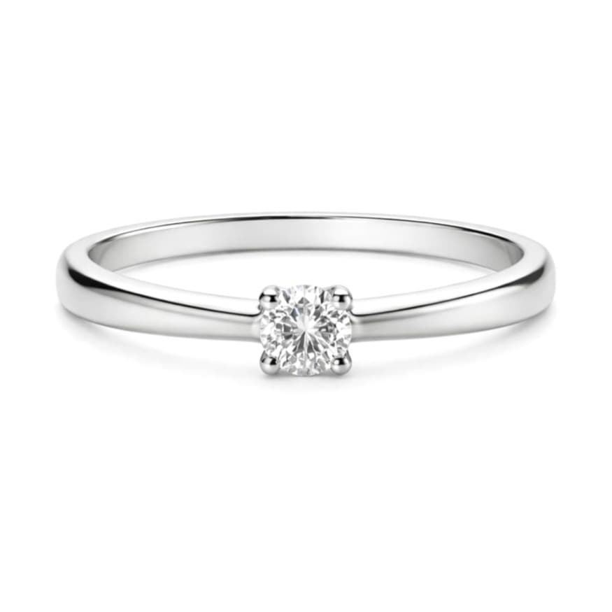 Годежен пръстен от бяло злато с диамант 0,12 карата