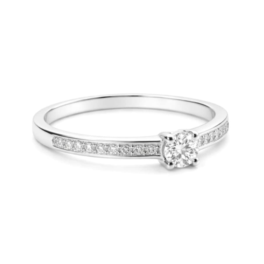 Годежен пръстен от бяло злато с диаманти 0,22 карата