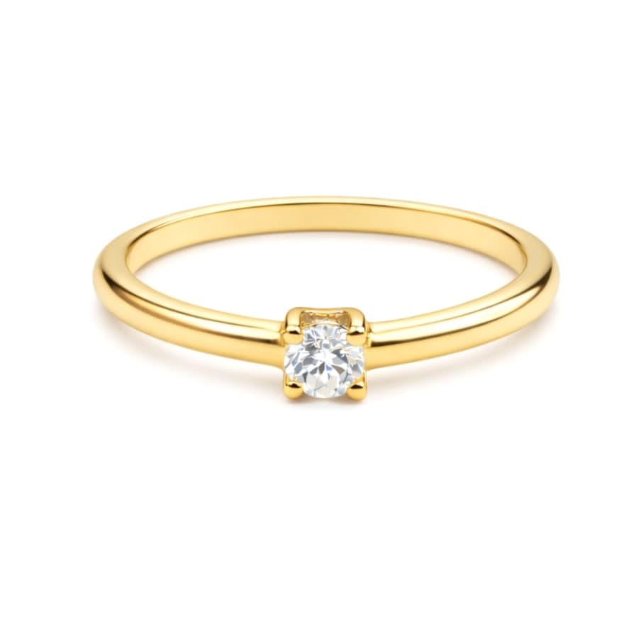 Годежен пръстен от жълто злато с диамант 0,12 карата